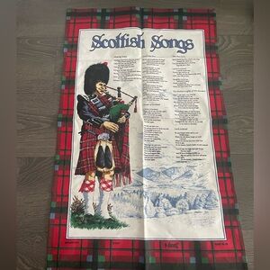 Tea Towel Scottish Songs Tartan Bagpiper Wall Hanging